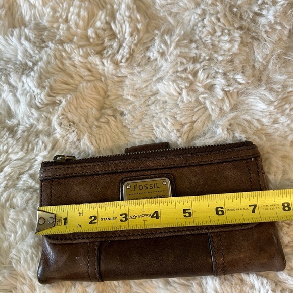 VTG FOSSIL BROWN LAMBS LEATHER WALLET - Picture 8 of 13